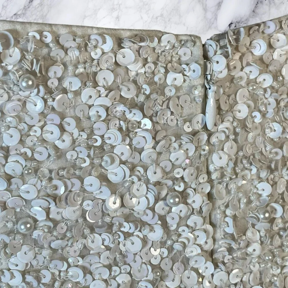 Parker Embellished Sequin Mini Dress in Ivory